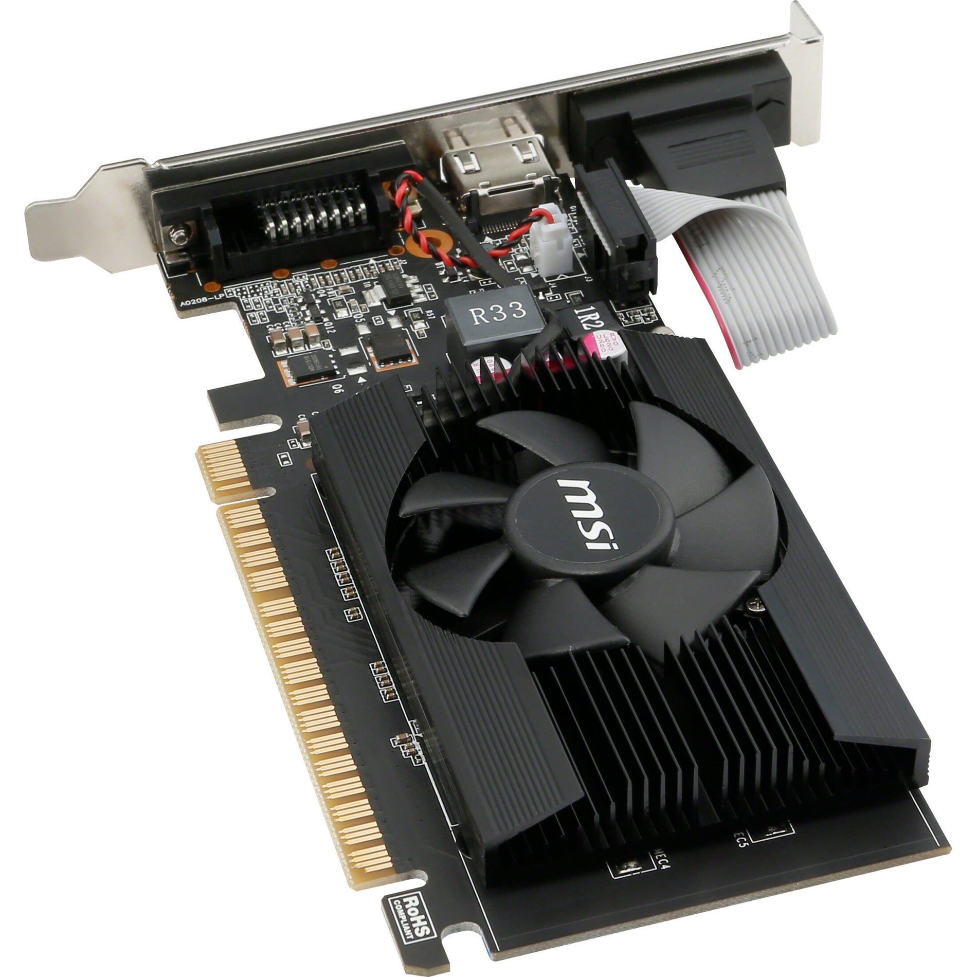 Close-up detail shot of MSI GT 710 graphics card showing component quality and construction-alternate-image7