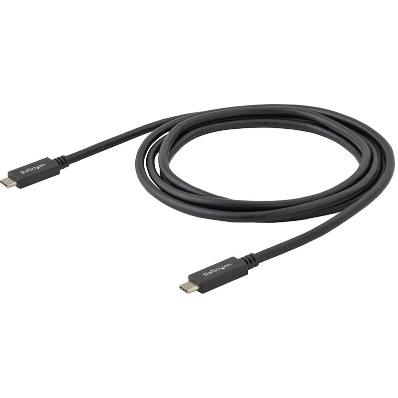 Full-length view of StarTech.com USB-C cable showing cable flexibility and both connectors