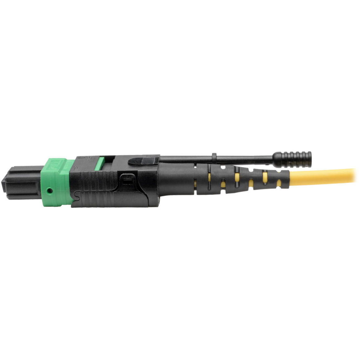 Profile view of MTP/MPO connector showing sleek design and yellow cable-alternate-image6