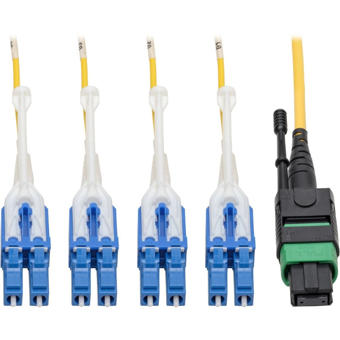 Tripp Lite N390-02M-8LC-AP MTP/MPO to 8xLC Singlemode Breakout Patch Cable Yellow 2m Angled Connector Uniboot Connector  트립 라이트 N390-02M-8LC-AP MTP/MPO에서 8xLC Singlemode 분기 패치 케이블 노랑 2m 각도 커넥터 Uniboot 커넥터