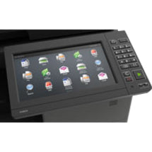 Close-up view of Lexmark printer's 10-inch touchscreen interface showing app icons and control panel-alternate-image2