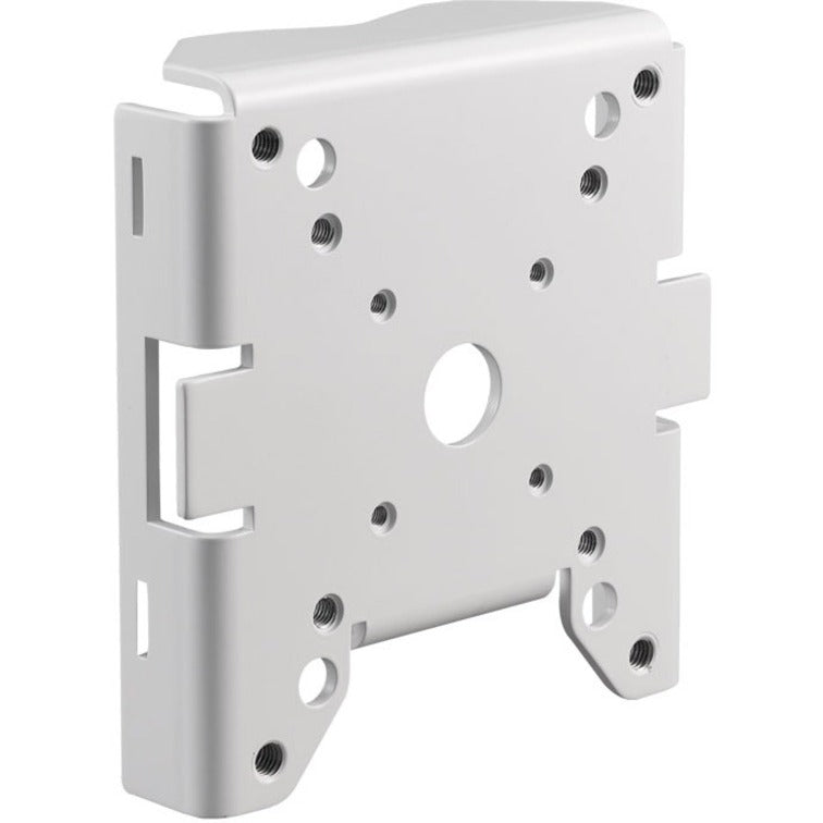 White aluminum pole mount adapter with multiple mounting holes and threaded ports for secure camera installation-alternate-image1