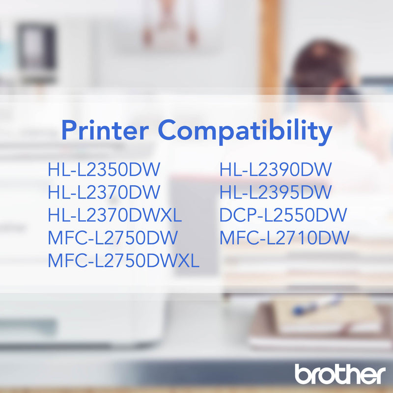 List of compatible Brother printer models for DR-730 drum unit displayed on office background