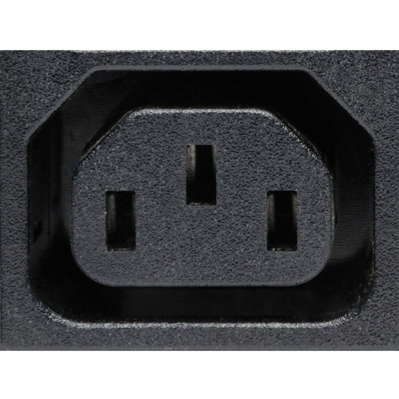 Detailed view of C19 power outlet on PDU