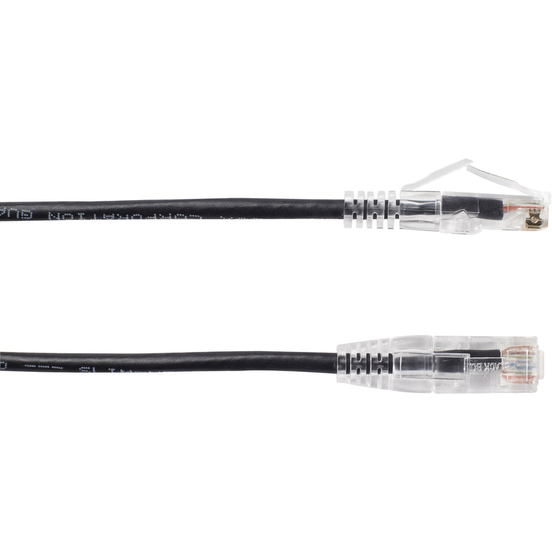 Parallel view of Black Box Slim-Net Cat6a cable ends showing slim profile and consistent build quality