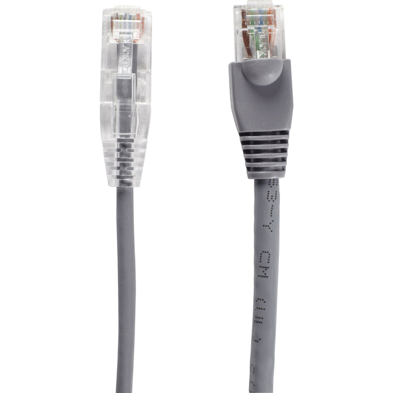 Detailed view of Cat6a cable RJ-45 connectors showing transparent housing and strain relief boots