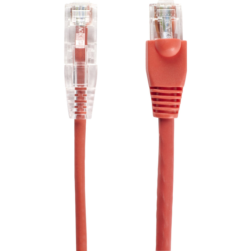 Comparison of clear and red snagless boots on Cat.6 network cable connectors