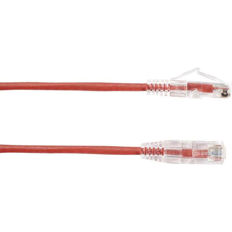 Length view of red Cat6 slim network cable showing flexible design