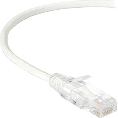 Black Box Slim-Net Cat.6 UTP Network Patch Cable, 28 AWG, 10 Gbit/s, Snagless Boot, Gold-Plated RJ-45 M/M, White, 3ft, Stranded, Space-Saving Design - C6PC28-WH-03 (Lifetime Warranty)