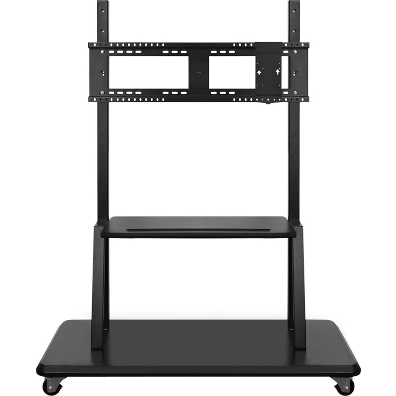 Front view of ViewSonic VB-STND-001 display stand showing sturdy mounting bracket system and storage shelf