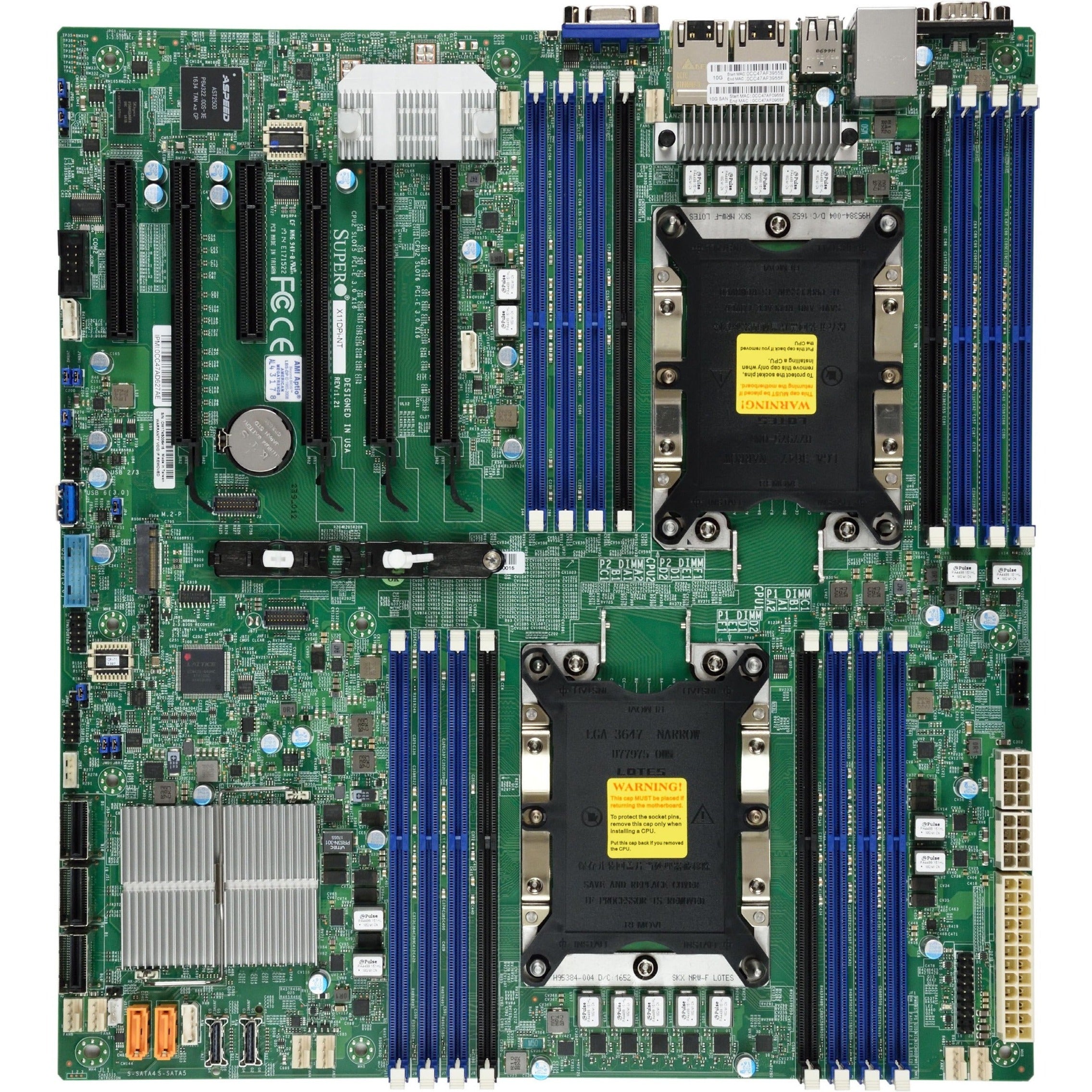 ซูเปอร์ไมโคร MBD-X11DPI-NT-O X11DPI-NT เมนบอร์ดเซิร์ฟเวอร์ C622 DDR4 M2 EATX VGA 2X10GBE 14XSATA NVME ขายปลีก