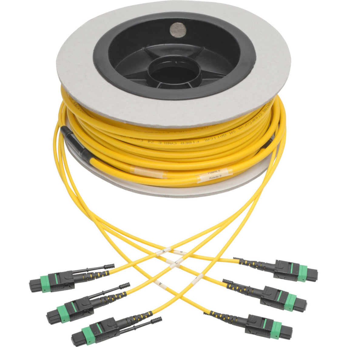 Fiber optic cable spool showing yellow cables with MTP/MPO connectors-alternate-image3