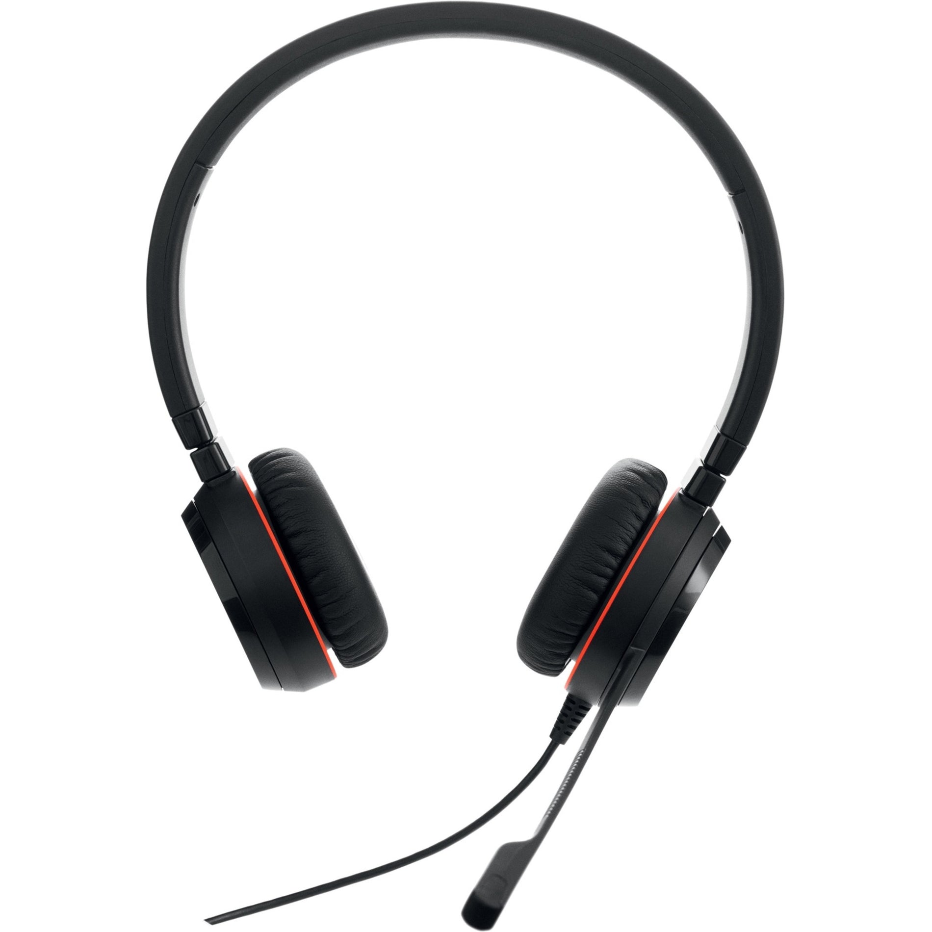 Front view of Jabra Evolve 20SE UC Stereo headset showing cushioned ear cups and adjustable microphone boom-alternate-image2