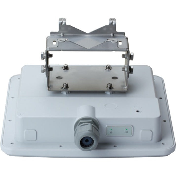 Rear view of XAP-1440 access point showing mounting bracket, PoE port, and status indicators-alternate-image2