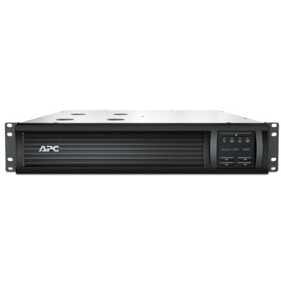 Angled view of APC Smart-UPS rack-mount UPS showing ventilation design and control panel