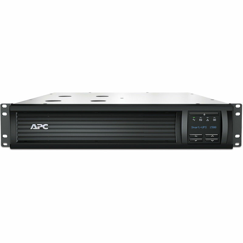 Front view of APC Smart-UPS 1500VA LCD rackmount UPS showing LCD display panel and ventilated front cover