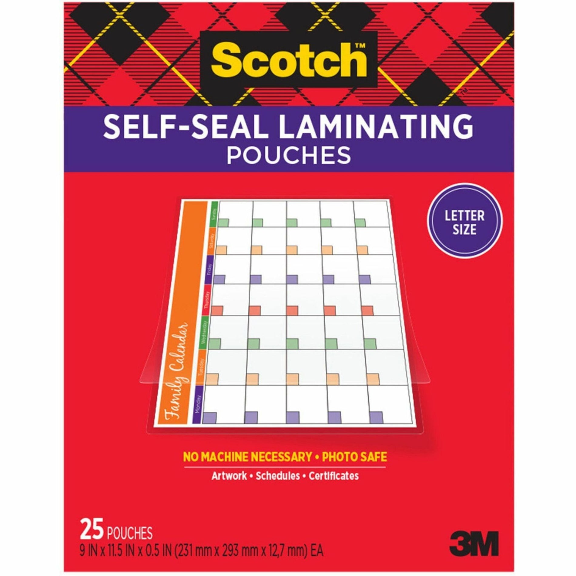 Scotch LS854-25G Self-Seal Laminating Pouches, Dual Side Lamination, 25/Pack