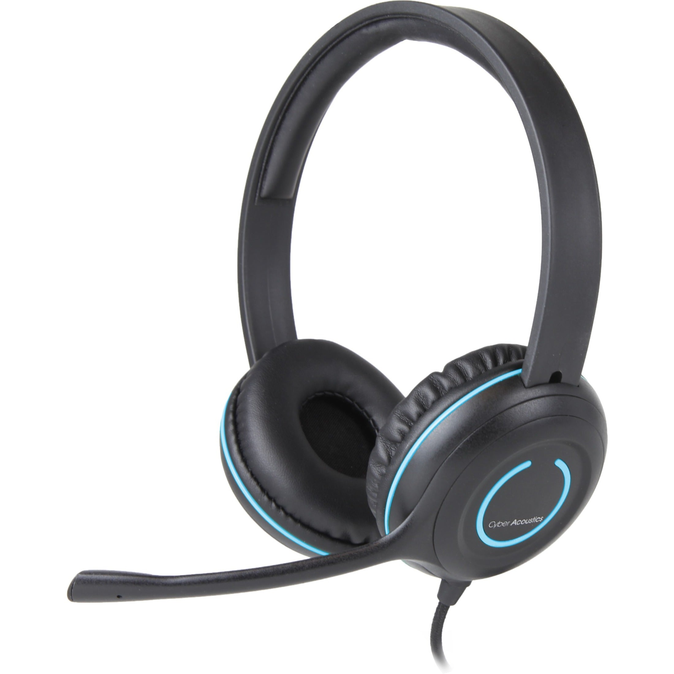Cyber Acoustics AC-5008 USB Stereo Headset Durable Adjustable Headband Noise Cancelling