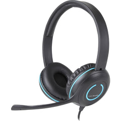 Cyber Acoustics AC5002 Stereo Headset w/ Single Plug - Over-the-head Noise Cancelling Uni-directional Microphone Cyber Acoustics AC5002 Stereo Headset met enkele stekker - Over-het-hoofd Ruisonderdrukking Uni-directionele microfoon