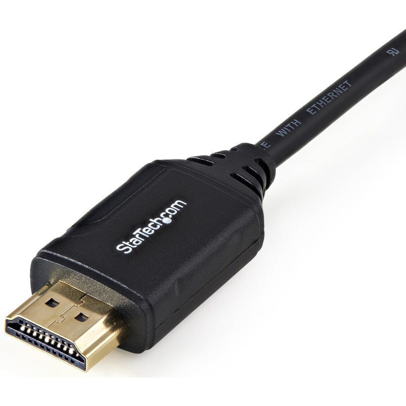 Detailed view of StarTech.com HDMI connector showing strain relief design and branding