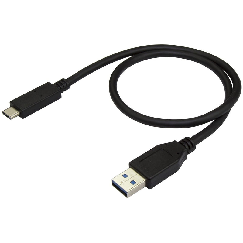 Full length view of StarTech.com 0.5m USB 3.1 Type-A to Type-C cable showing both connectors