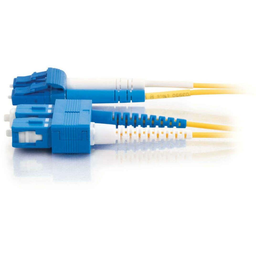 C2G 29920 3m LC-SC 9/125 OS2 Duplex Single-Mode Fiber Optic Cable, Yellow, Pull Resistant, Impact Resistant, Flex Resistant