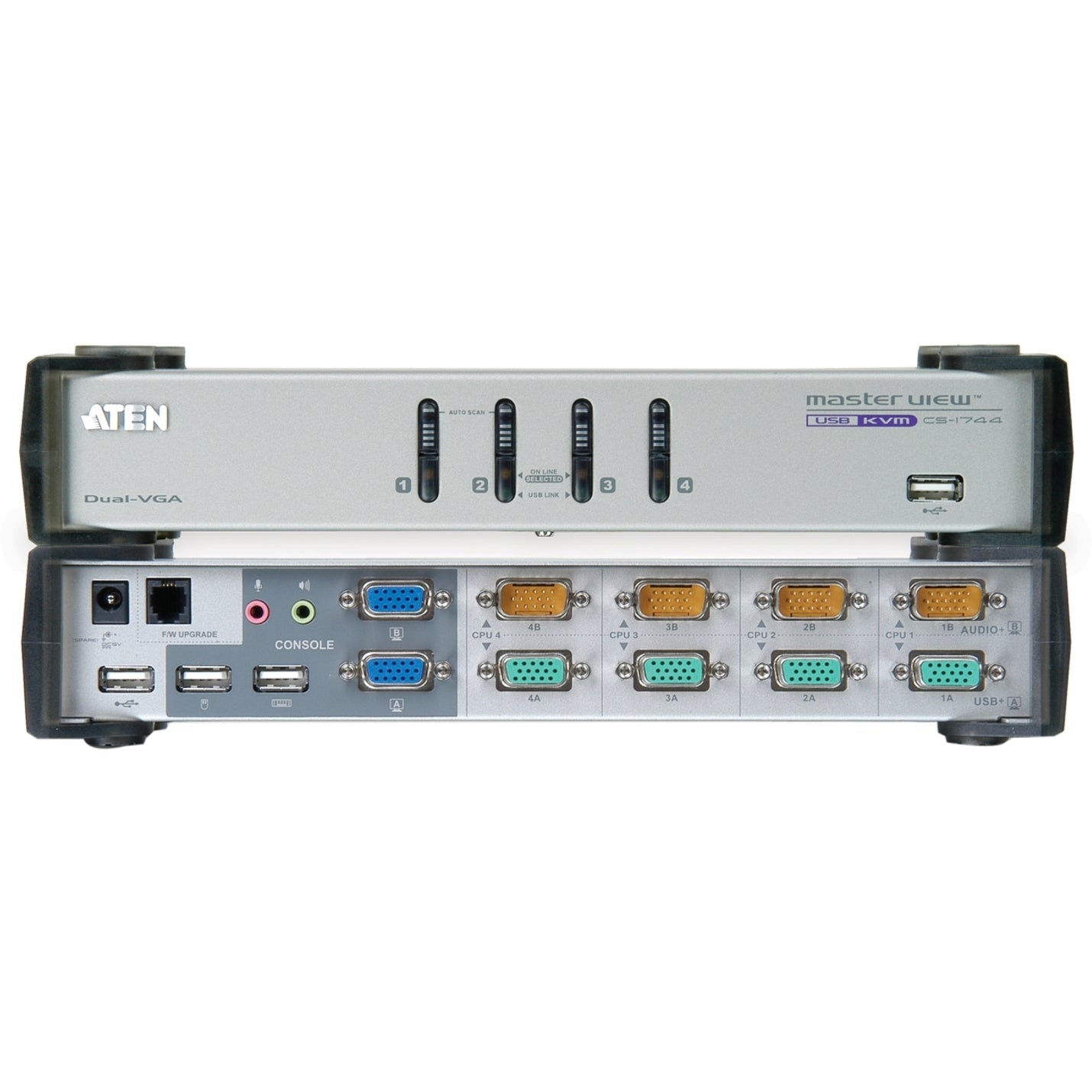 ATEN CS1744 MasterView KVM Switch, 4-Port VGA Switchbox, USB Keyboard and Mouse Support