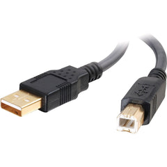 C2G Ultima USB 2.0 Type A to Type B Data Transfer Cable, High-Speed 480Mbps, Gold-Plated Connectors, EMI/RFI Shielding, M/M, Charcoal, 6.6ft - 29141 (Lifetime Warranty)