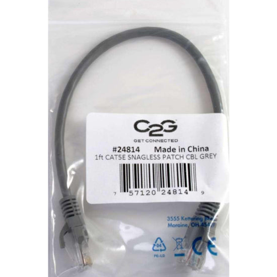 C2G 19378 150ft Cat5e Unshielded Ethernet Cable - Cat 5e Network Patch Cable, Gray