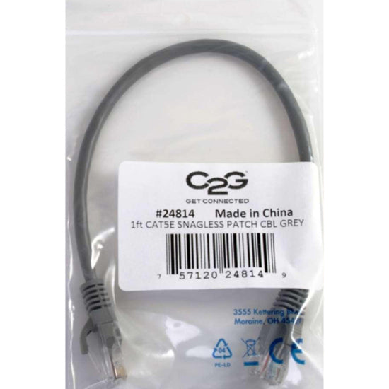 C2G 19305 50ft Cat5e 以太网电缆，350兆赫，防卡扣，灰色 品牌名称：C2G 品牌翻译：C2G