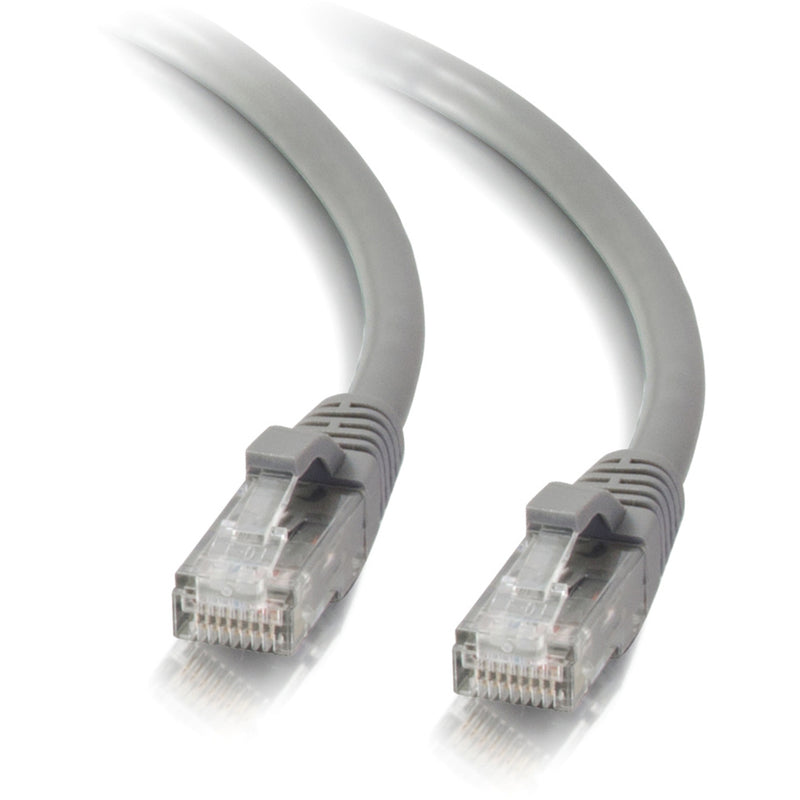 Full view of both ends of the Cat5e ethernet cable showing matching RJ-45 connectors