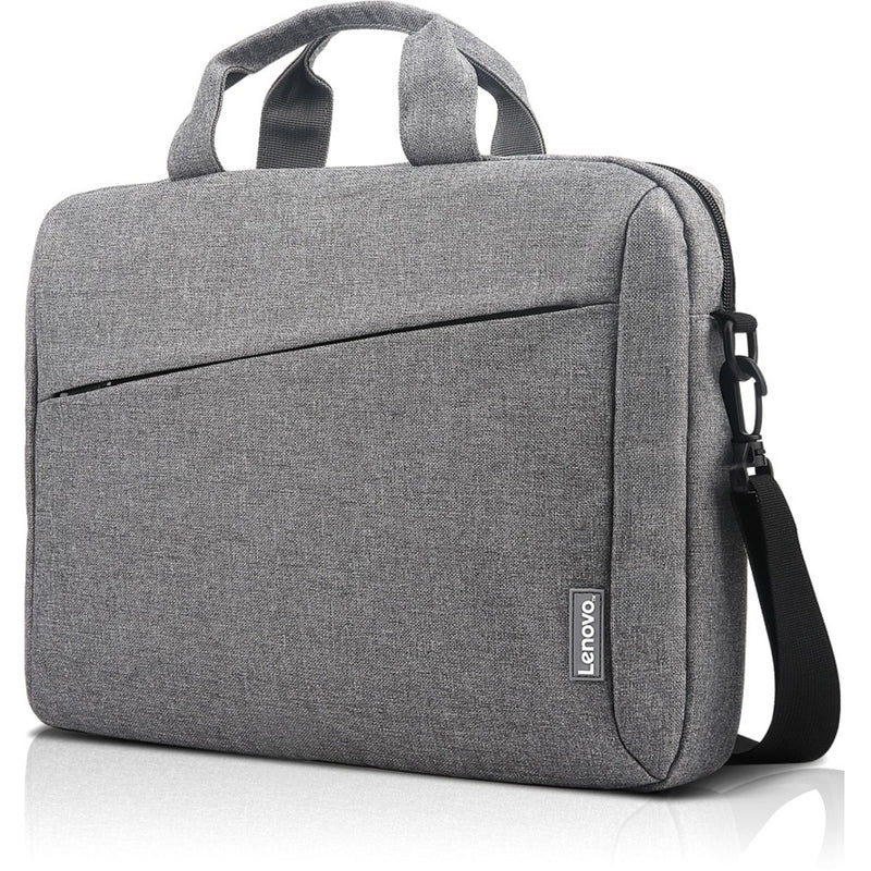 Angled view of Lenovo T210 laptop bag highlighting handle design and exterior texture