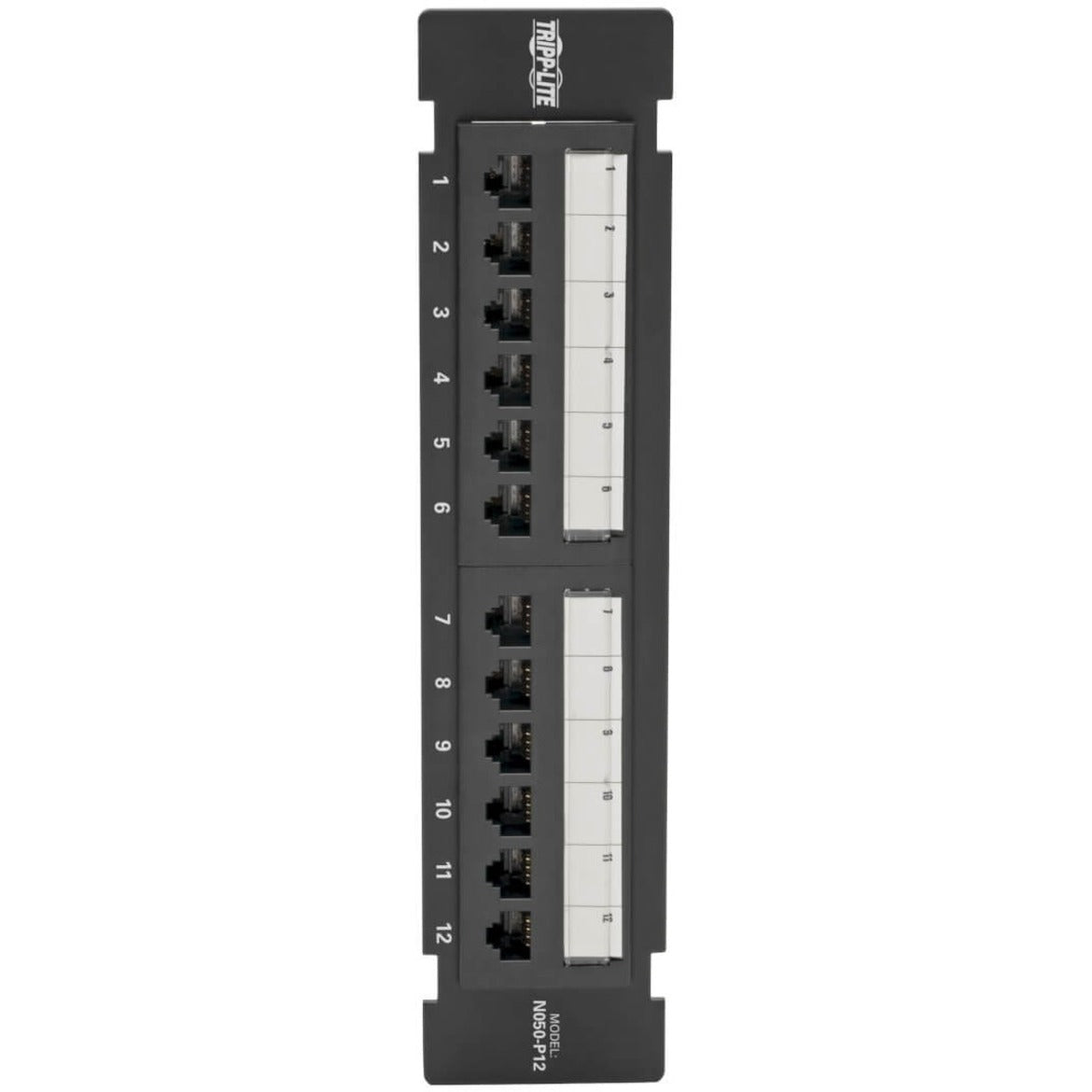 Tripp Lite N050-P12 12-Port Wall-Mount Cat5e Patch Panel - PoE+ Compliant, Lifetime Warranty, TAA Compliant, Taiwan Origin