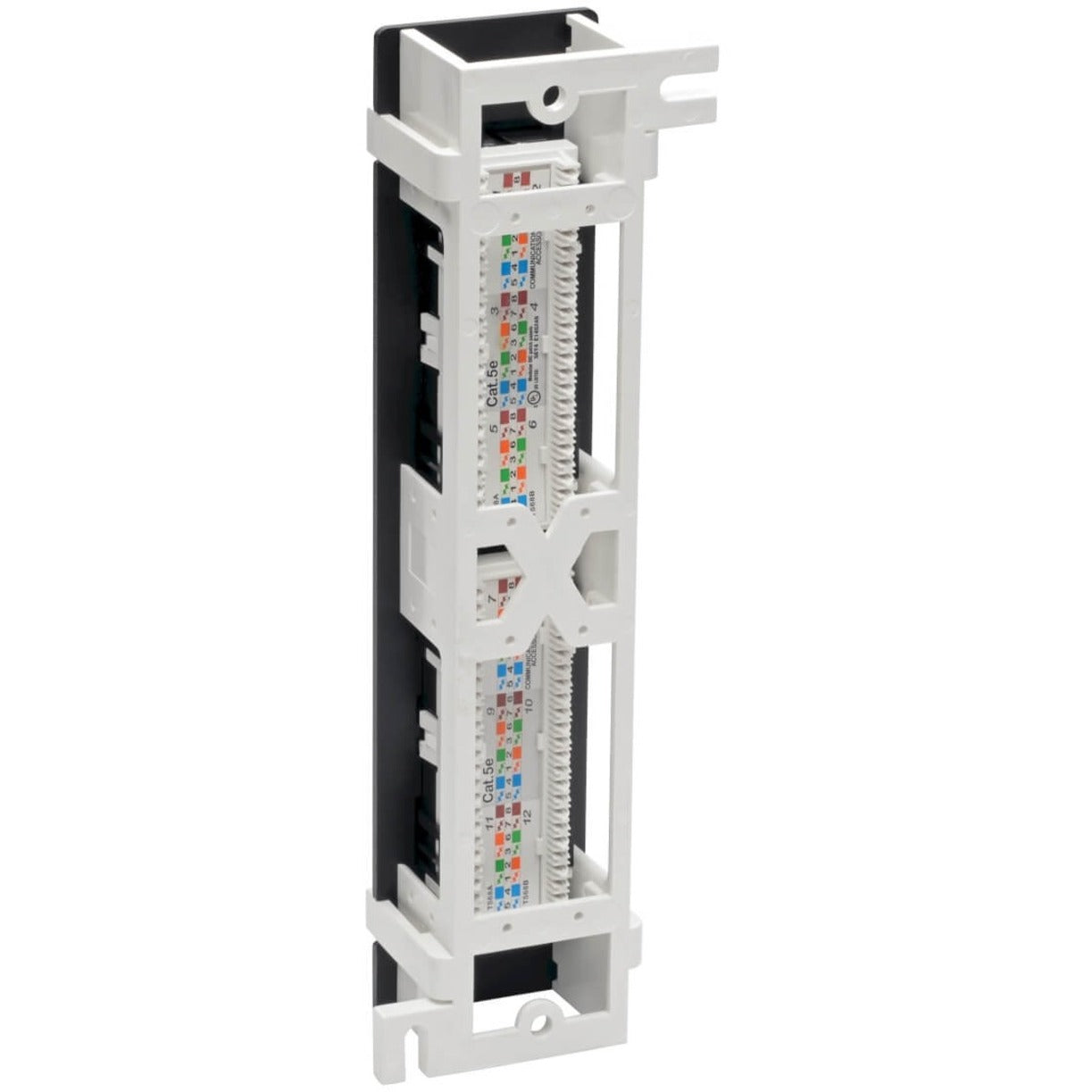 Rear view of patch panel showing color-coded 110 punch down blocks and wire termination guides-alternate-image2