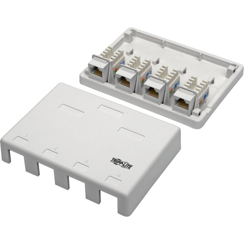 Exploded view showing surface mount box with removable cover