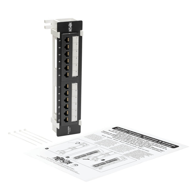 N250-P12 patch panel with included installation accessories and manual