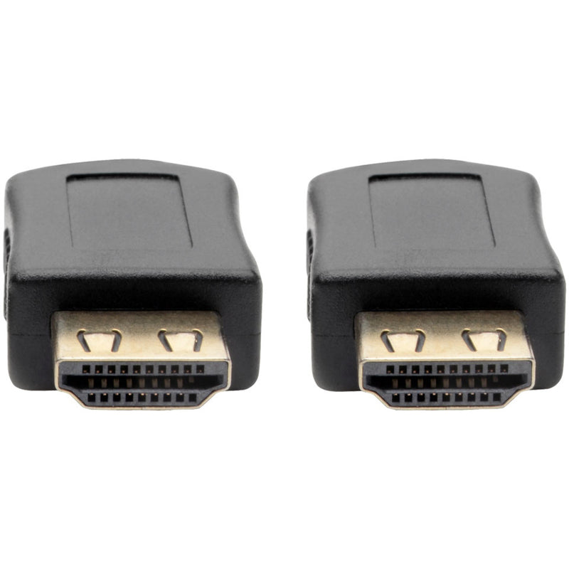 Detailed front view of Tripp Lite HDMI connector ports showing gold-plated contacts