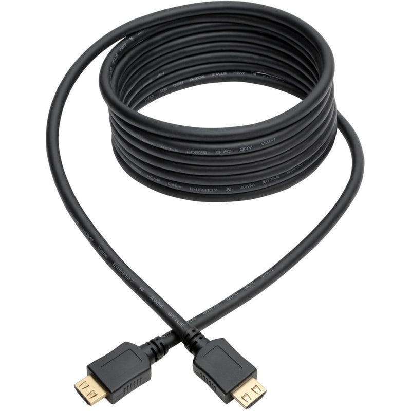 Full length view of 12-foot black HDMI cable with connectors