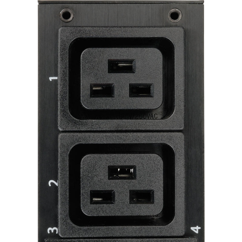 Close-up of C19 power outlets with security features