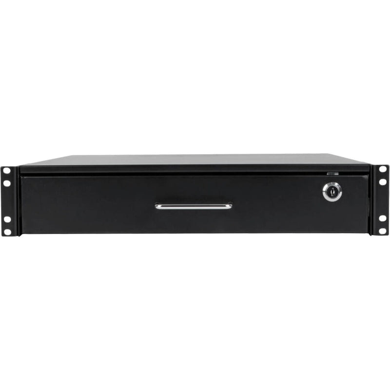 Front view of 2U SmartRack storage drawer showing handle and lock