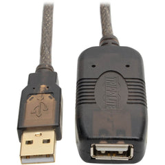 Tripp Lite U026-025 Cable de Extensión Activo USB 2.0 (USB-A M/F) 25 pies (7.6 m) Alivio de Tensión Protección EMI/RF Conectores Recubiertos de Oro Negro