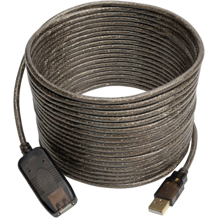 Full length view of 25-foot Tripp Lite active USB extension cable showing shielded construction