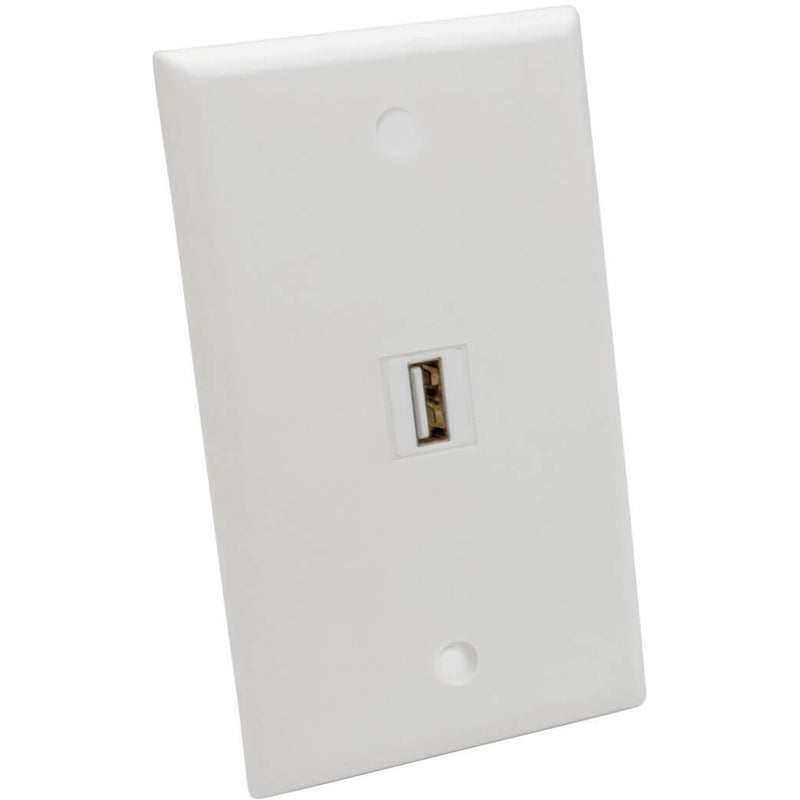 White wall plate with integrated USB port