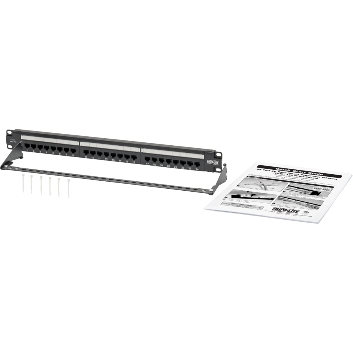 Tripp Lite N052-P24 24-Poort 1U Rack-Mount Cat5e Patch Paneel - PoE+ Compatibel TAA Compatibel Levenslange Garantie