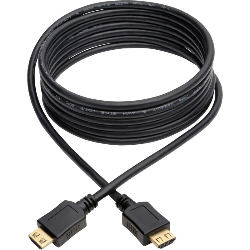 Full length view of 10-foot Tripp Lite HDMI cable showing flexible black cable with connectors