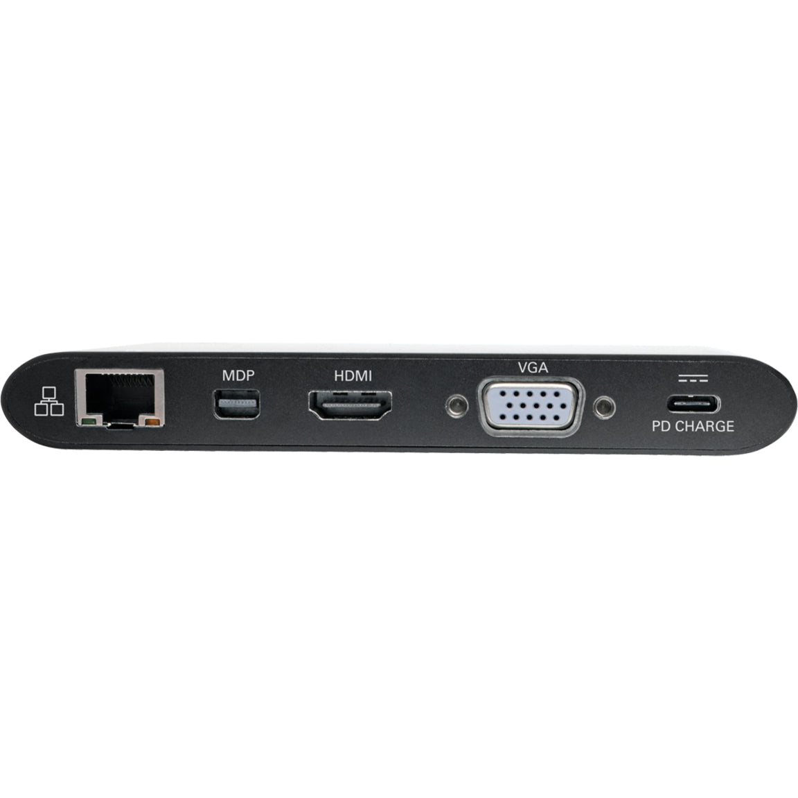 Tripp Lite U442-DOCK1-B USB C Docking Station, 4K HDMI, VGA, Thunderbolt, USB 3.0, RJ-45, Audio Line Out, 60W Power Supply