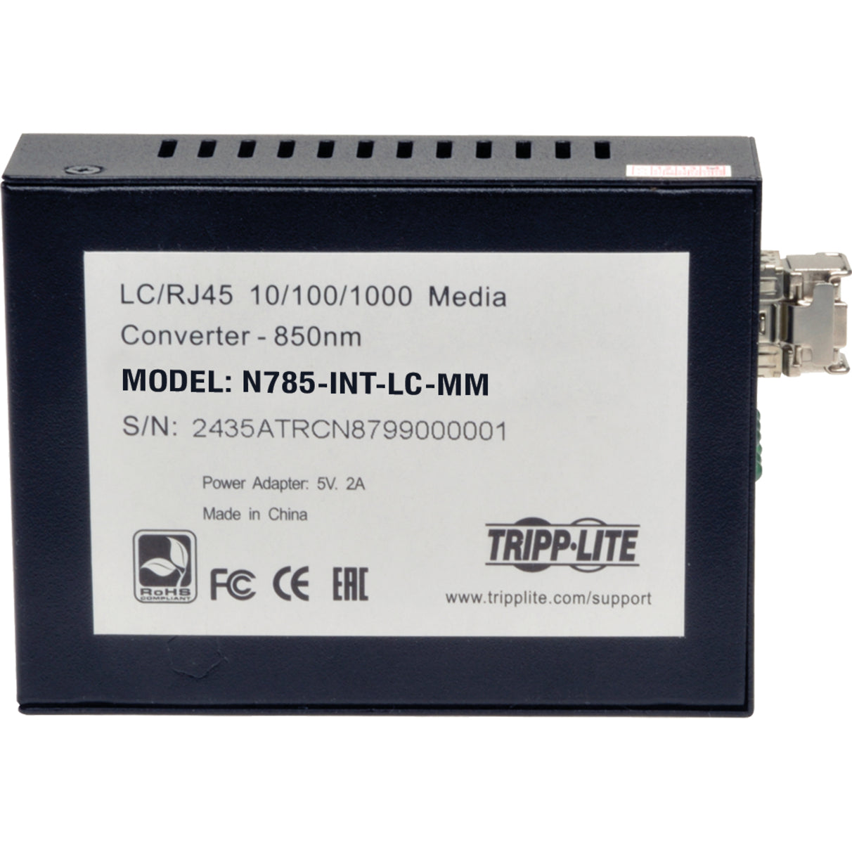 ترانزيفر/محول الوسائط Tripp Lite N785-INT-LC-MM، جيجابت فايبر + قطاع التغذية