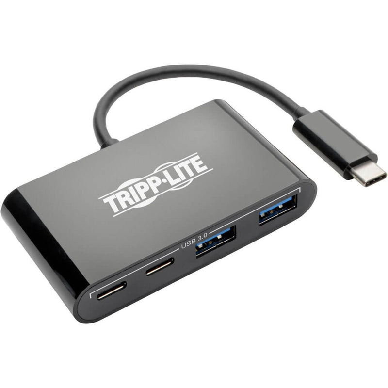 Tripp Lite 4-port USB hub with USB-C connector showing two USB 3.0 ports and two USB-C ports