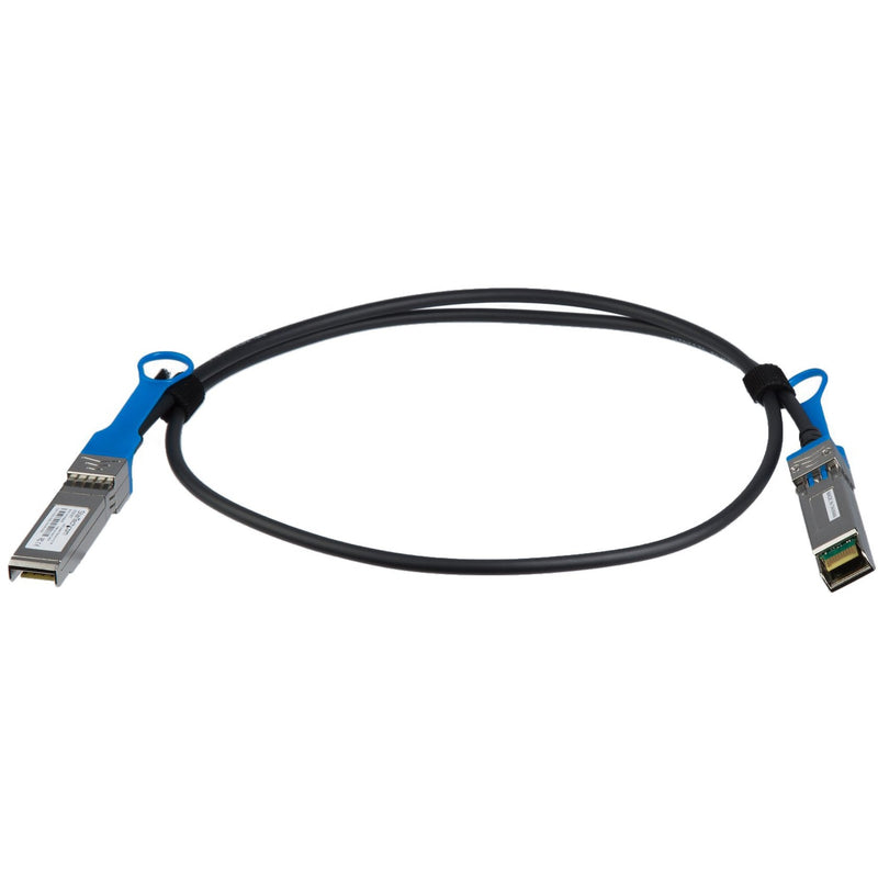 Full-length view of StarTech.com 3.28ft twinaxial network cable with SFP+ connectors on both ends