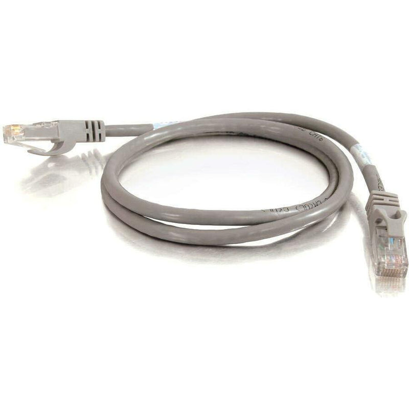 Full length view of 10-foot gray Cat6 crossover cable showing flexibility and connector ends